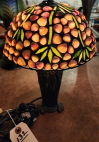 Pr. Metal & Glass Mosaic Based Table Lamps w/Shell & Glass Mosaic Shades 13" H X 8" Diam. (1 Shade