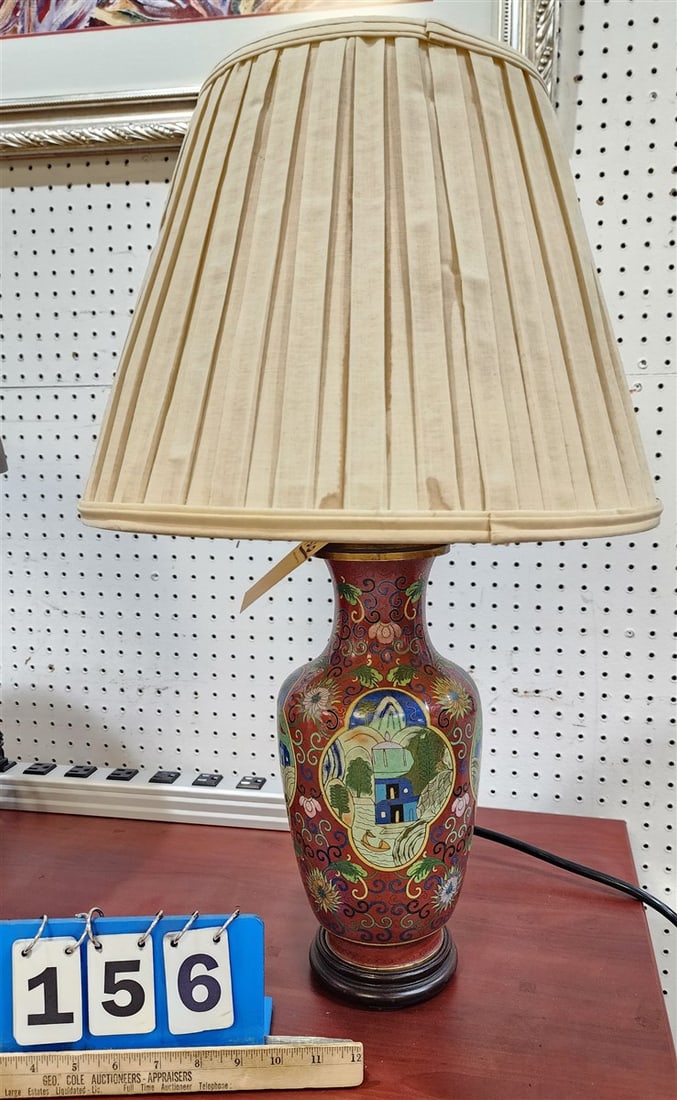 Cloisonne Vase Lamp 26" H: Cloisonne Vase Lamp 26" H