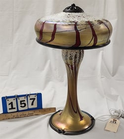 Cherry Blossom Art Glass Lamp Sgnd Carl Raeke