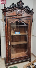 Napoleon III Rosewood & Burl Walnut Cabinet 7'9" H X 4'1" W X 22 1/2" D