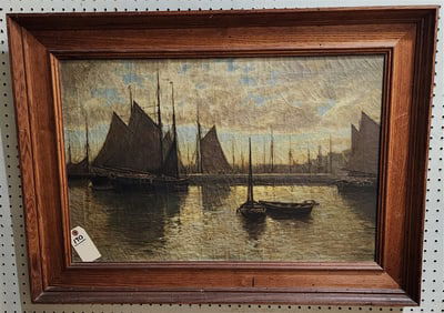 Dock Scene Sgnd 20" X 30 1/2" w/Frame 26 3/4" X 36 3/4"