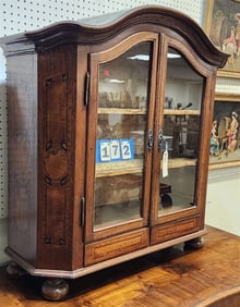 Inlaid Walnut 2 Door Over 2 Door Cabinet 38" H X 34 1/2" W X 13" D