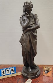 19th C White Metal Statue Of Dante 31" H
