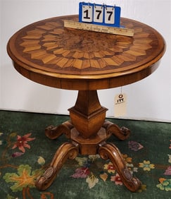 Biedermeir Inlaid Rosewood & Walnut Stand  24" H X 24" Diam.