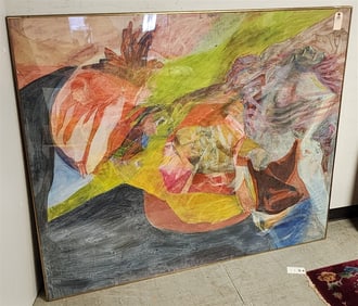 Acrylic On Board Abstract By Lapidus 4'10" X 5'8" w/Frame 58 1/2" X 69 1/2"