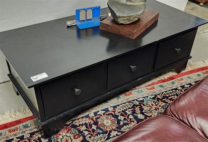 Ebonized 3 Drawer Coffee Table 17" H X 52 1/2" X 24 1/2" D