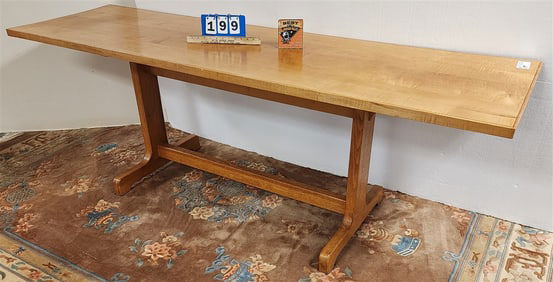 Tiger Maple Trestle Table 29" H X 7' L X 24" W