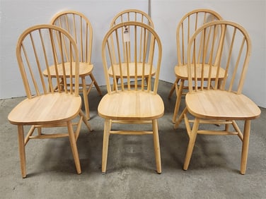 Set Of 6 Maple Spindle Back Chairs