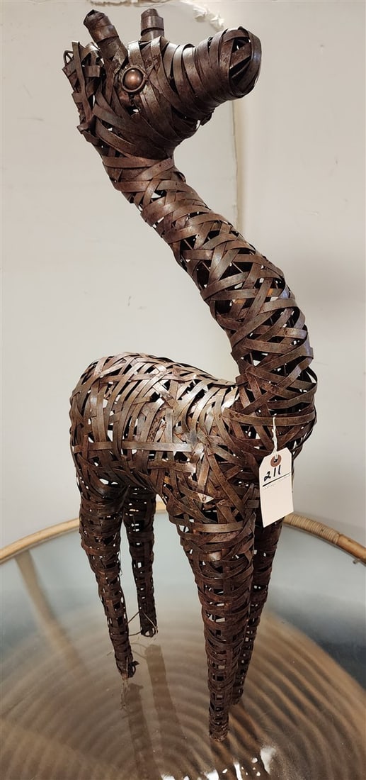 Strap Metal Sculpture Of A Giraffe 41" H: Strap Metal Sculpture Of A Giraffe 41" H
