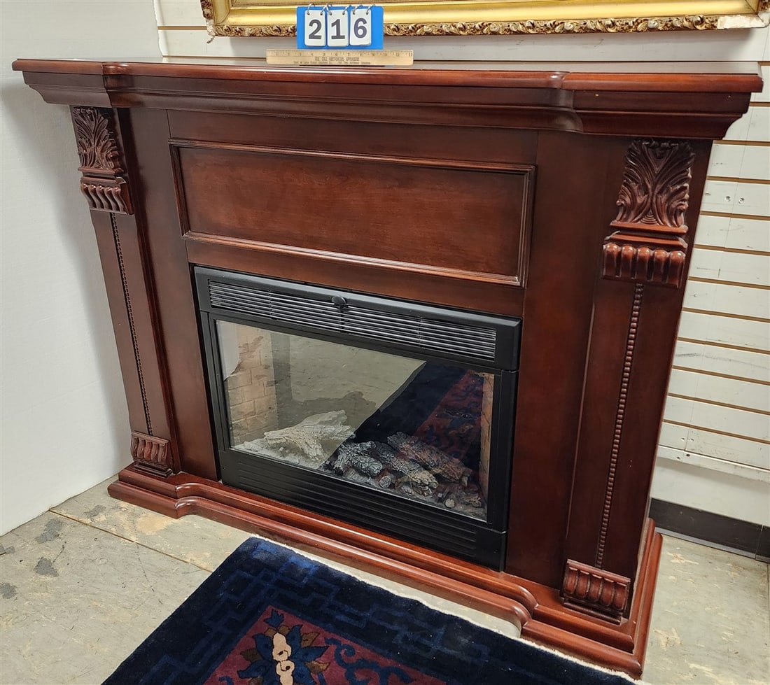 Cherry Mantle w/Elec. Fireplace 47 1/2" H X 5' W X 18" D: Cherry Mantle w/Elec. Fireplace 47 1/2" H X 5' W X 18" D