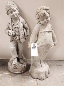 2 Cast Cement Garden Figures 2' + 23"