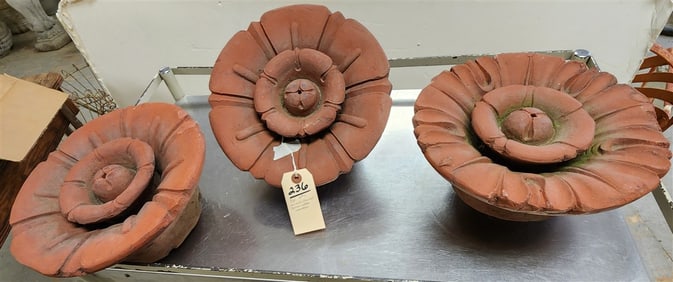 19th C Terracotta Architectural Rosettes 6" H X 11 1/2" Diam.