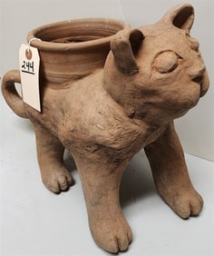 Terracotta Cat Planter 12 1/2" H X 19" W X 7" D