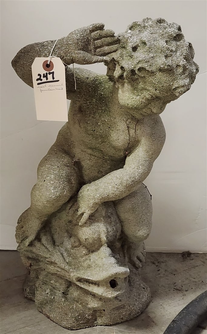 Cast Cement Figural Fountain Head 20 1/2" (1 of 1)