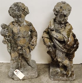 Pr. Cast Cement Putti 25 1/2" H