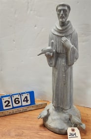 Lead Statue Of St. Francis 19 1/2"