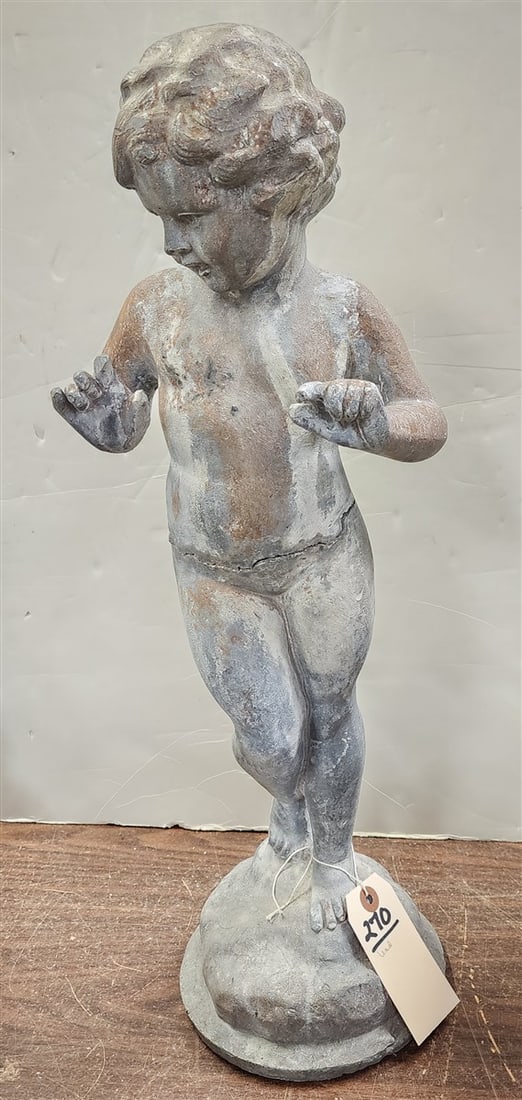 Lead Figure Of A Child 23" H: Lead Figure Of A Child 23" H