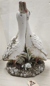 Cast Cement Embracing Geese 17"