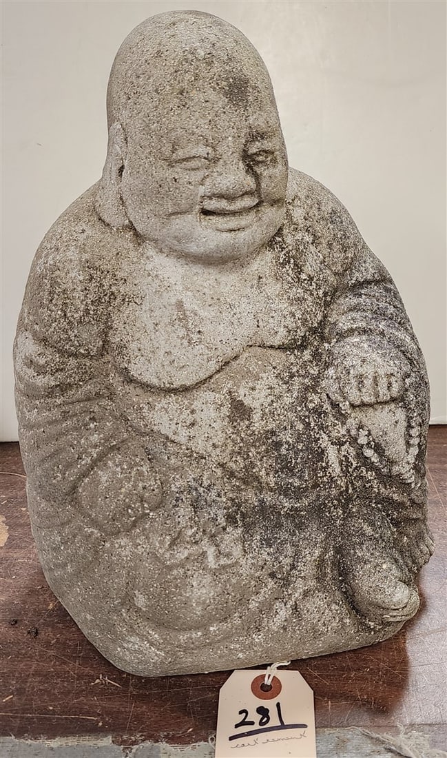 Cast Cement Seated Buddha 12" H X 9" W X 8" D (1 of 2)