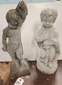 2 Cast Cement Figures 19" + 18"
