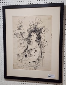 Drawing By Robert Franklin Gates 1956 23" X 17 1/2" w/Frame 32" X 26 1/4"