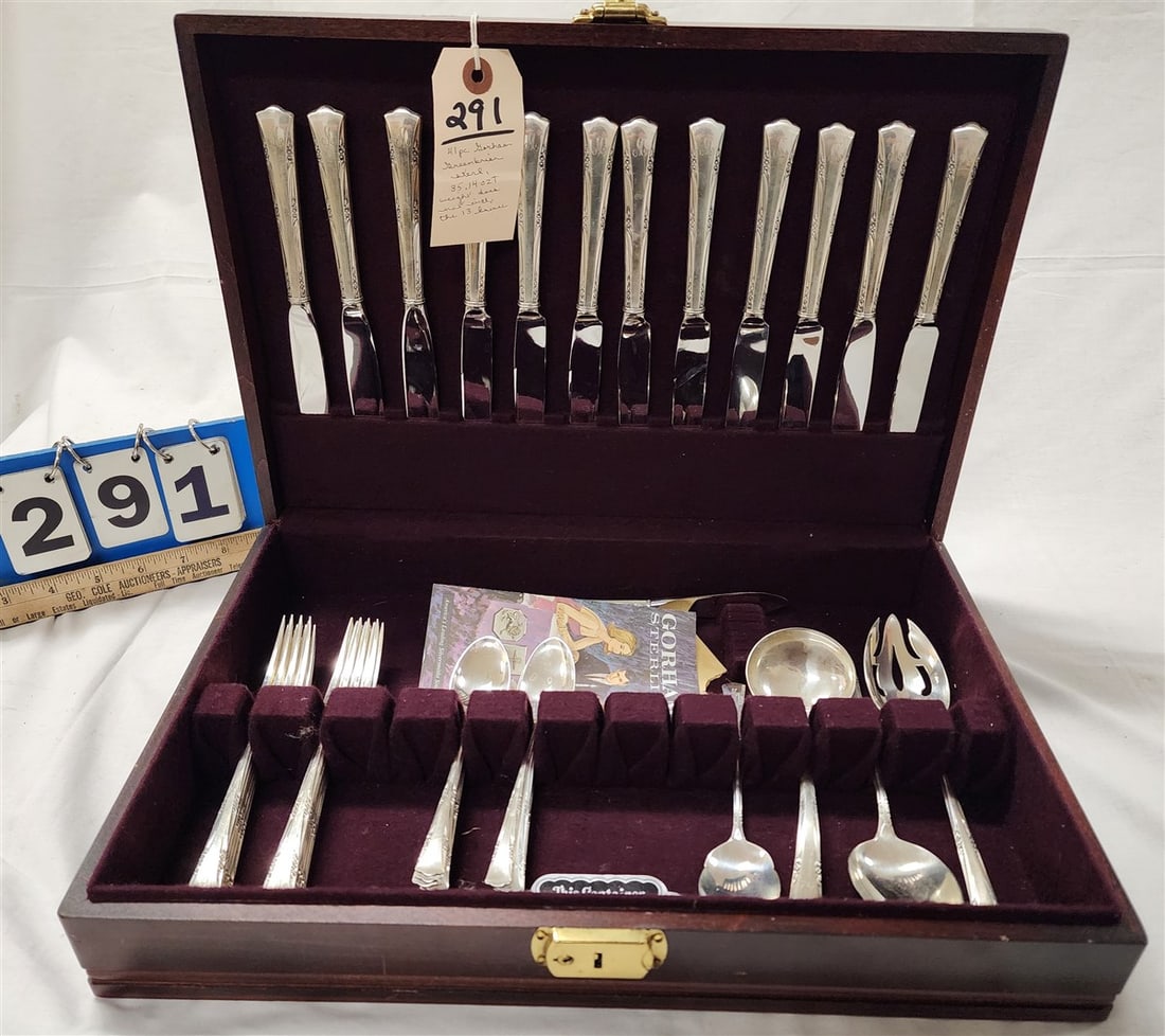 41 Pcs. Gorham Sterling Flatware Green Breir Pattern 35.14 ozT. (Weight Does Not Include Knives) (1 of 6)