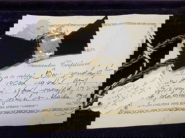 Depy Chandris Bow Pendant w/Rock Crystal & Zircon Stones Mounted In Sterling w/Platinum Finish On