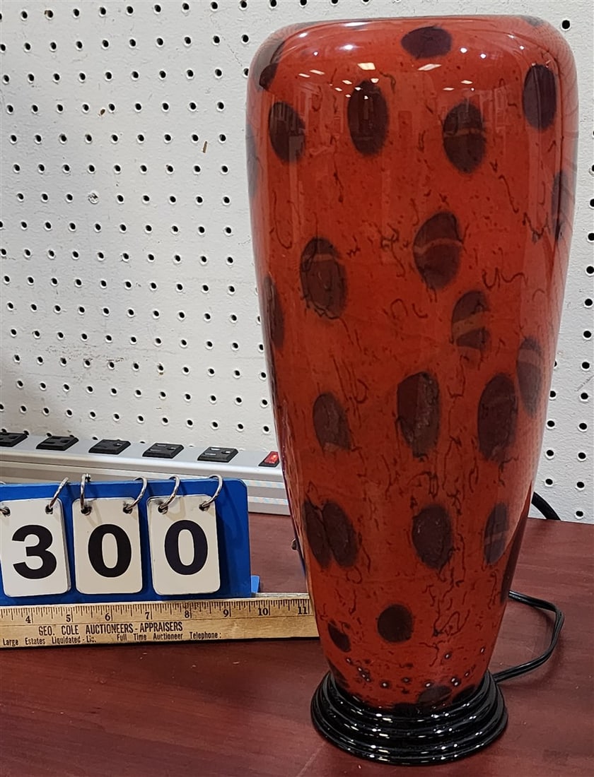 Curtis Brock Art Glass Vase Lamp 15" H: Curtis Brock Art Glass Vase Lamp 15" H