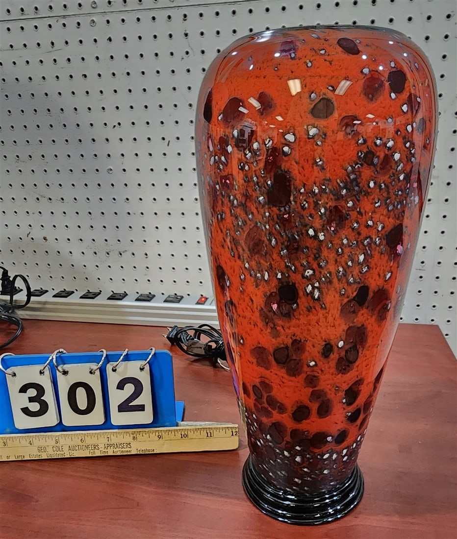 Curtis Brock Art Glass Vase Lamp 14 1/2": Curtis Brock Art Glass Vase Lamp 14 1/2"