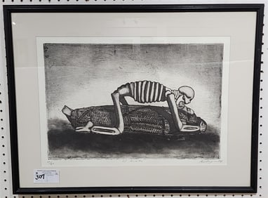 Framed Etching "El Muerto" 20/30 Pencil Sgnd 14 1/4" X 20 1/2" w/Frame 21 3/4" X 27 1/2"