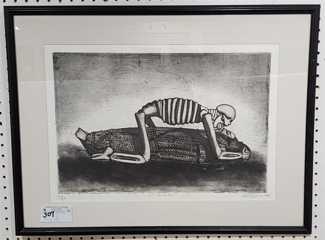 Framed Etching "El Muerto" 20/30 Pencil Sgnd 14 1/4" X 20 1/2" w/Frame 21 3/4" X 27 1/2" (1 of 4)