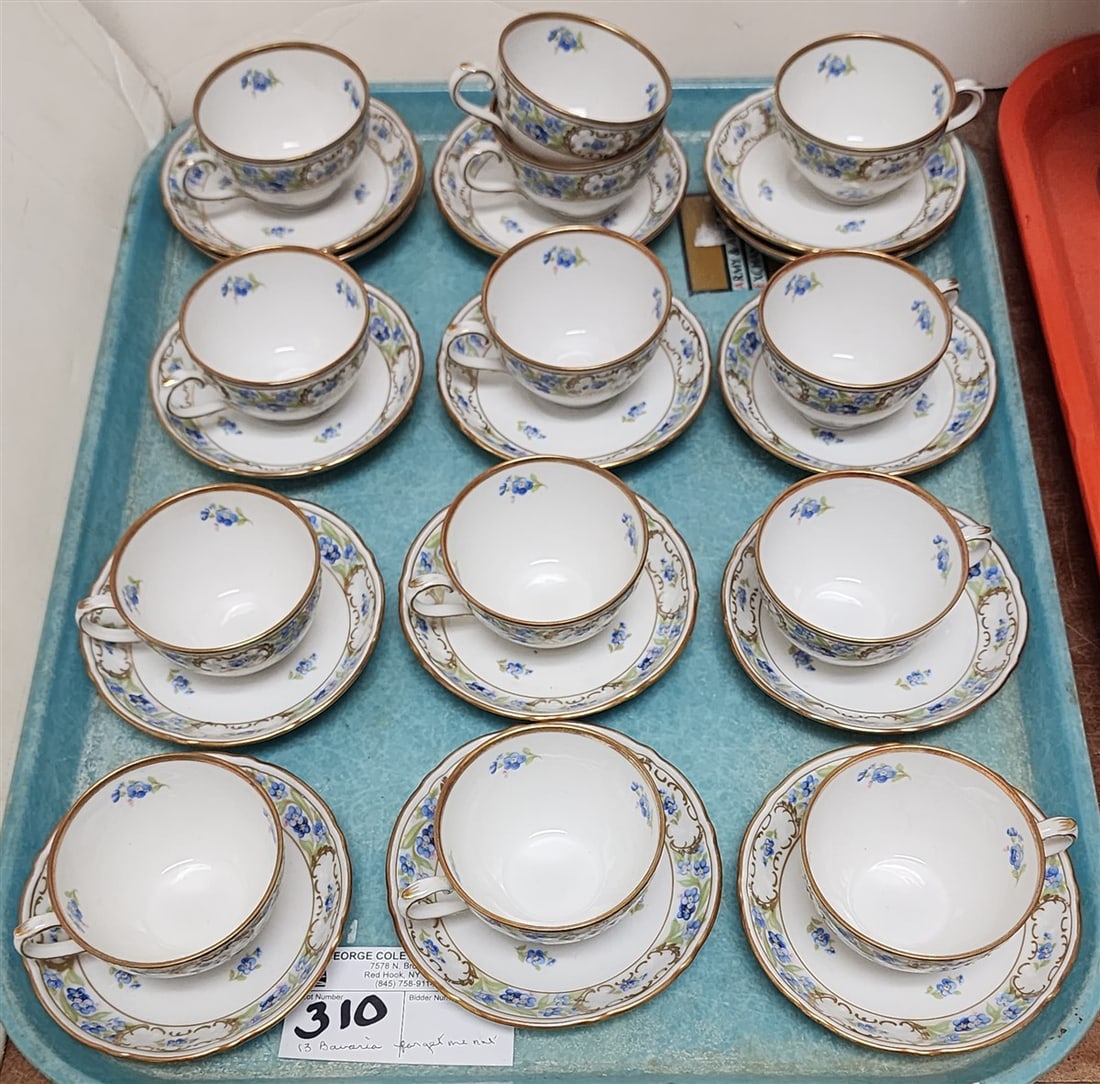 Tray Buvaria Forget Me Not Demitasse Cups & Saucers: Tray Buvaria Forget Me Not Demitasse Cups & Saucers