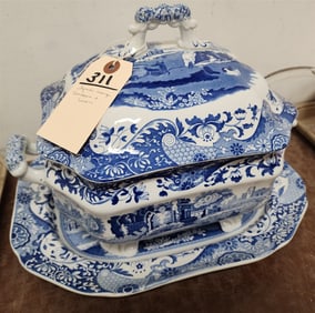 Spode Tranferware Sup Toreen & Liner