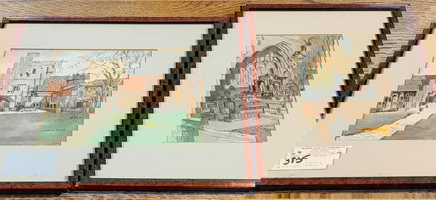 2 Framed Watercolors Sgnd Irving Miller 7 3/4" X 9 1/2" w/Frame 13 3/4" X 15 1/4" + 9" X 5 1/2"