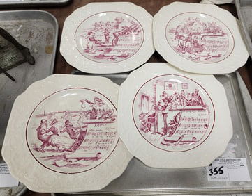 4 Plates Designed Expressly For The Metropolitan Opera Sgnd Mottahedeh 8 1/2" Sq.