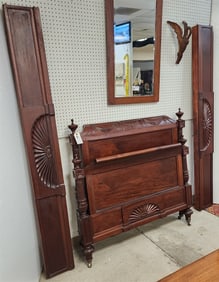 Carved Mahog Single Bed 4' H X 4' W