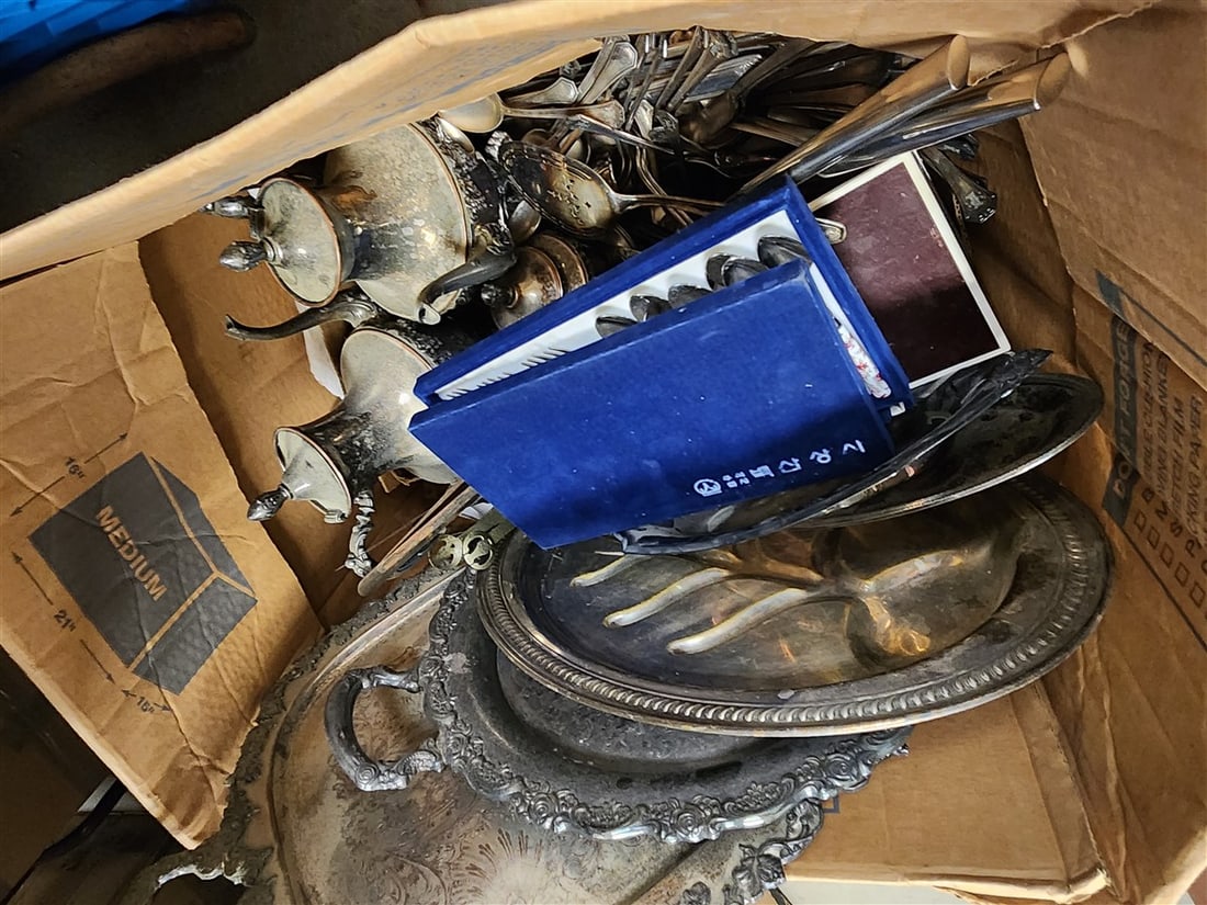 Bx Silverplate - Tea Set, Flatware + 3 Bx'd Dessert Sets (1 of 4)