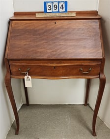 Mahog Slant Front Ladies Desk 38 1/2" H X 27 1/2" W X 17" D