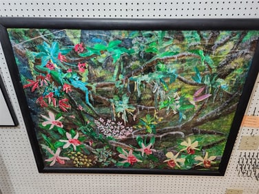 Framed Multi Media Collage Sgnd F. Alvarez '93  35 1/2" X 45 1/2" w/Frame 39" X 49"