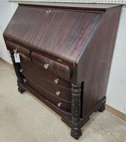 C 1915 Mahog Slant Front Desk 42 1/2" H X 40 1/2" W X 19 1/2" D