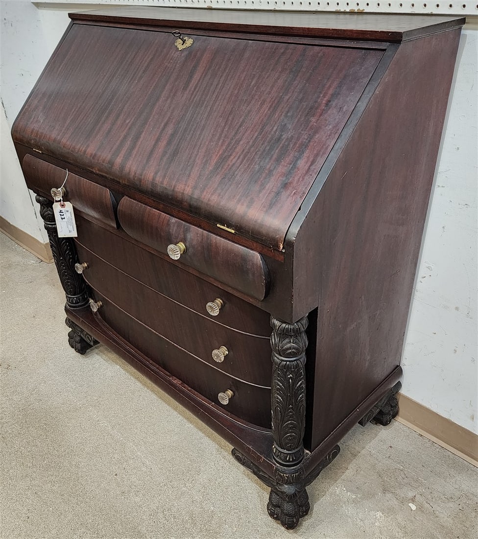 C 1915 Mahog Slant Front Desk 42 1/2" H X 40 1/2" W X 19 1/2" D: C 1915 Mahog Slant Front Desk 42 1/2" H X 40 1/2" W X 19 1/2" D