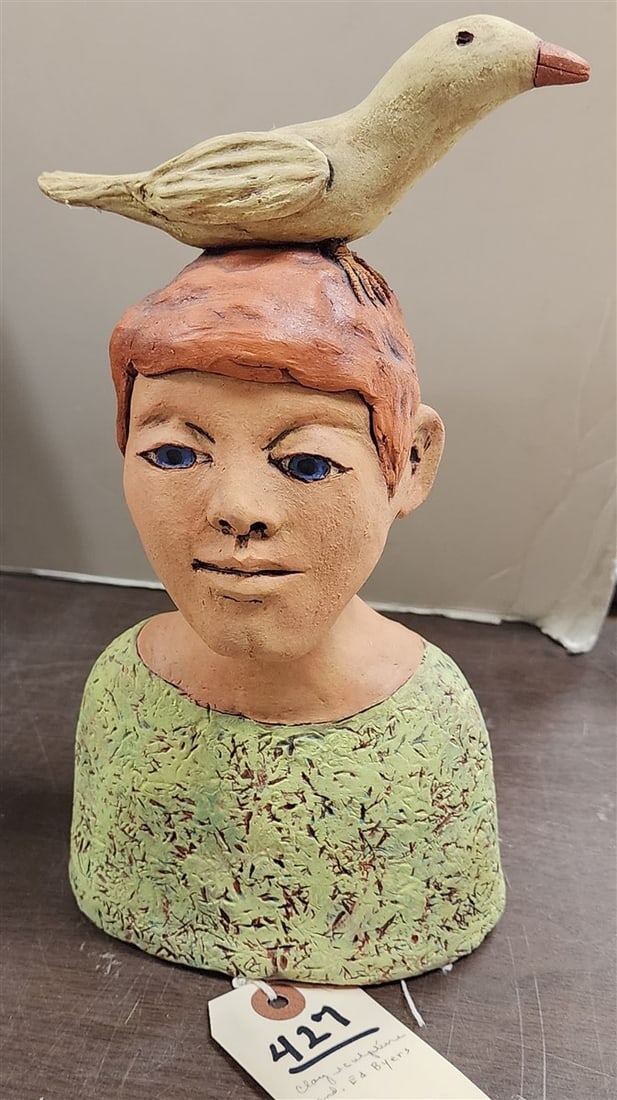 Clay Sculpture Sgnd Ed Byers 2010 10 3/4" H: Clay Sculpture Sgnd Ed Byers 2010 10 3/4" H