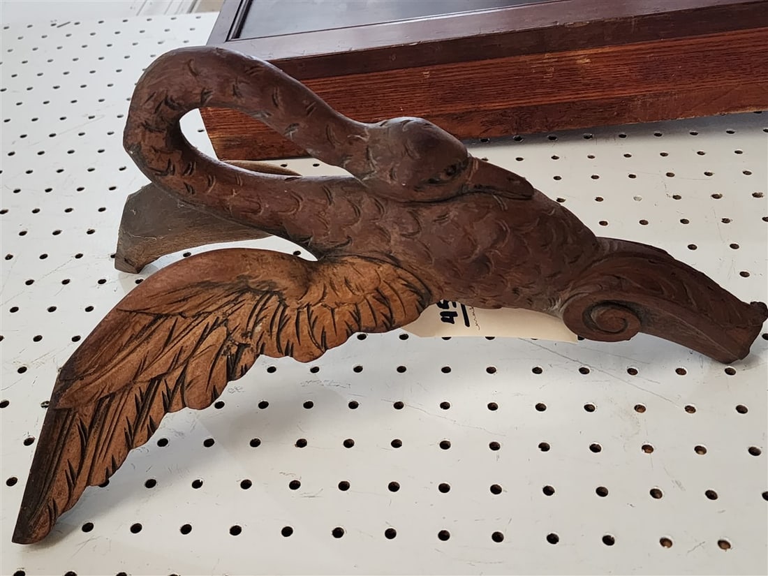 Carved Mahog. Swan 15" H x 9" W X 8 1/2" D: Carved Mahog. Swan 15" H x 9" W X 8 1/2" D