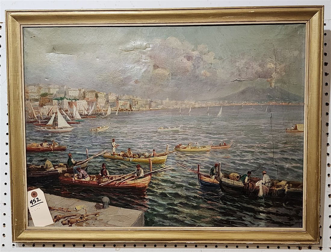 Framed O/C Greek Shore Scene Sgnd D. Torte 19" X 27" w/Frame 22 1/2" X 29 1/2" (1 of 2)