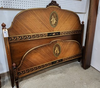 Mahog Hand Ptd. Full Size Bed 4' H X 56" W