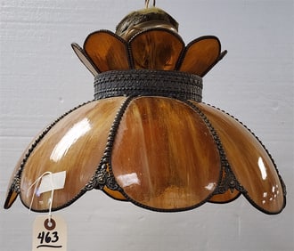 Slag Glass Dome Chandelier 12" H X 18" Diam.