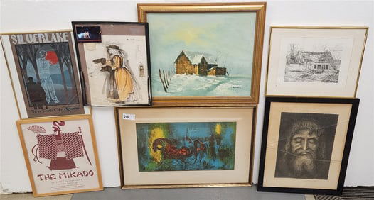 Lot 6 Pc. Artwork - O/C Winter Landscape Sgnd J. Bowens 20" X 24", Gabriel Magyar Litho, 2 Opera