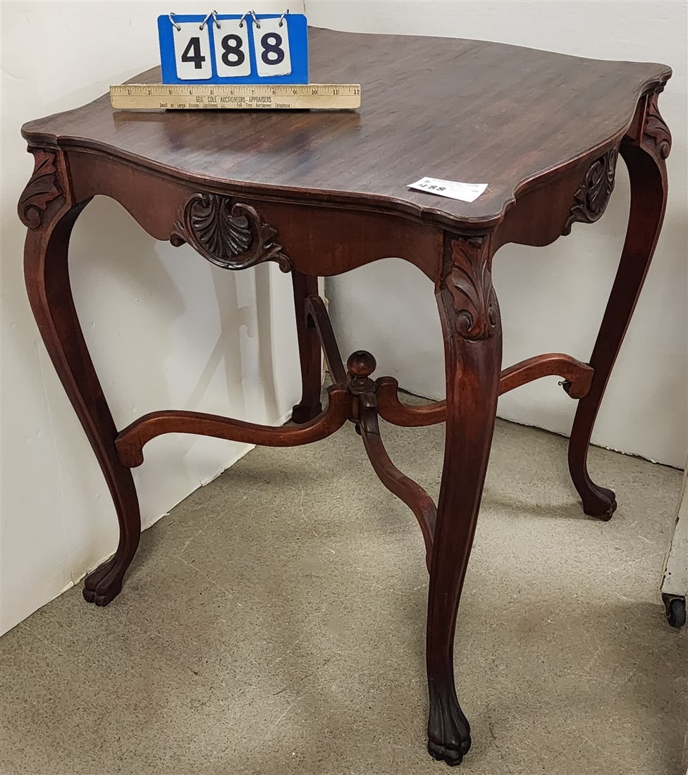 Mahog Center Table 29 1/2" H X 24" Sq.: Mahog Center Table 29 1/2" H X 24" Sq.