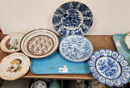 Tray Ceramic Chargers - Delft 14 1/2" Diam., Spanish 13" Diam., Dansk Niels Refsgaard 13 1/2" Diam.,
