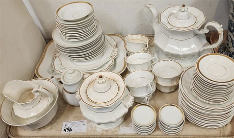 Tray 78 Pc. 19th C Gold Band China